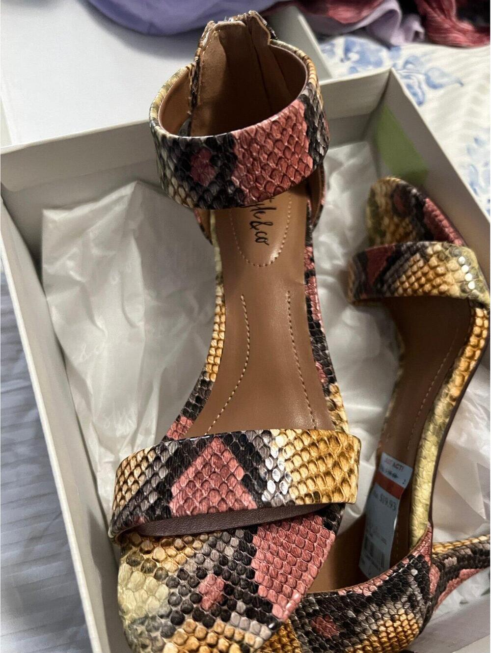 Paycee Rainbow Snake Print Heeled Sandals Size 6M